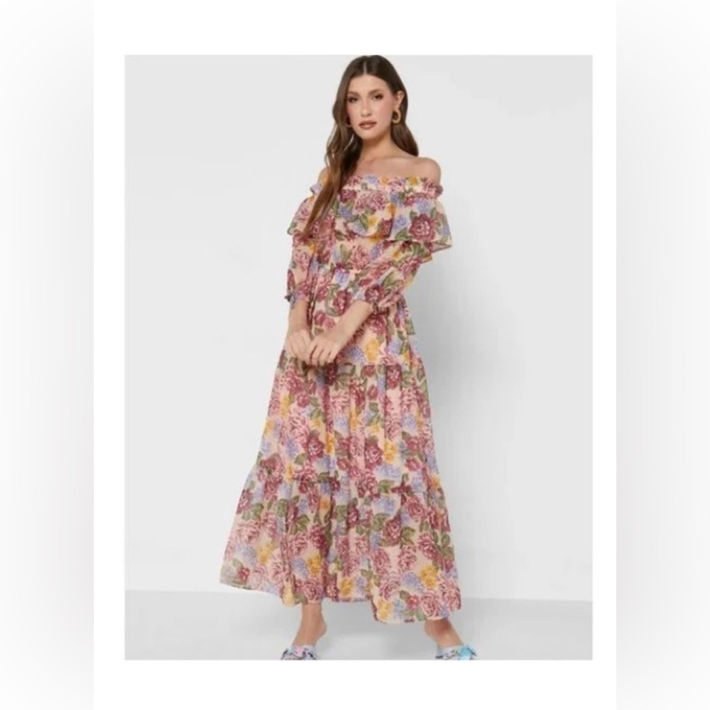 River Island Puff Sleeve Maxi Sundress